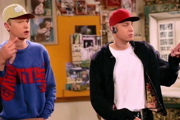 Image similar to eminem rapping in episode of that 7 0 s show, hd image