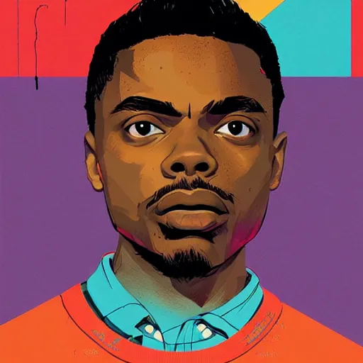 Image similar to Portrait of Vince Staples by Supreme x Sachin Teng :4 asymmetrical, Matte Painting , Vector art, geometric shapes, hard edges, energetic, graffiti, street art:2 Masterpiece, high detail, by Sachin Teng:4