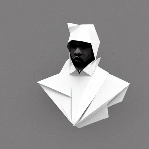 Image similar to low poly, isometric 3 d, white background, high definition, origami kanye west, hd, 4 k, 8 k