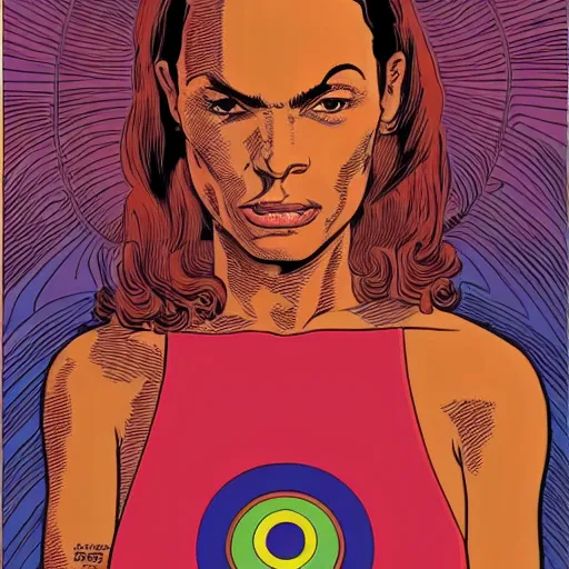 Image similar to rosario dawson retro minimalist portrait by jean giraud, moebius starwatcher comic, 8 k