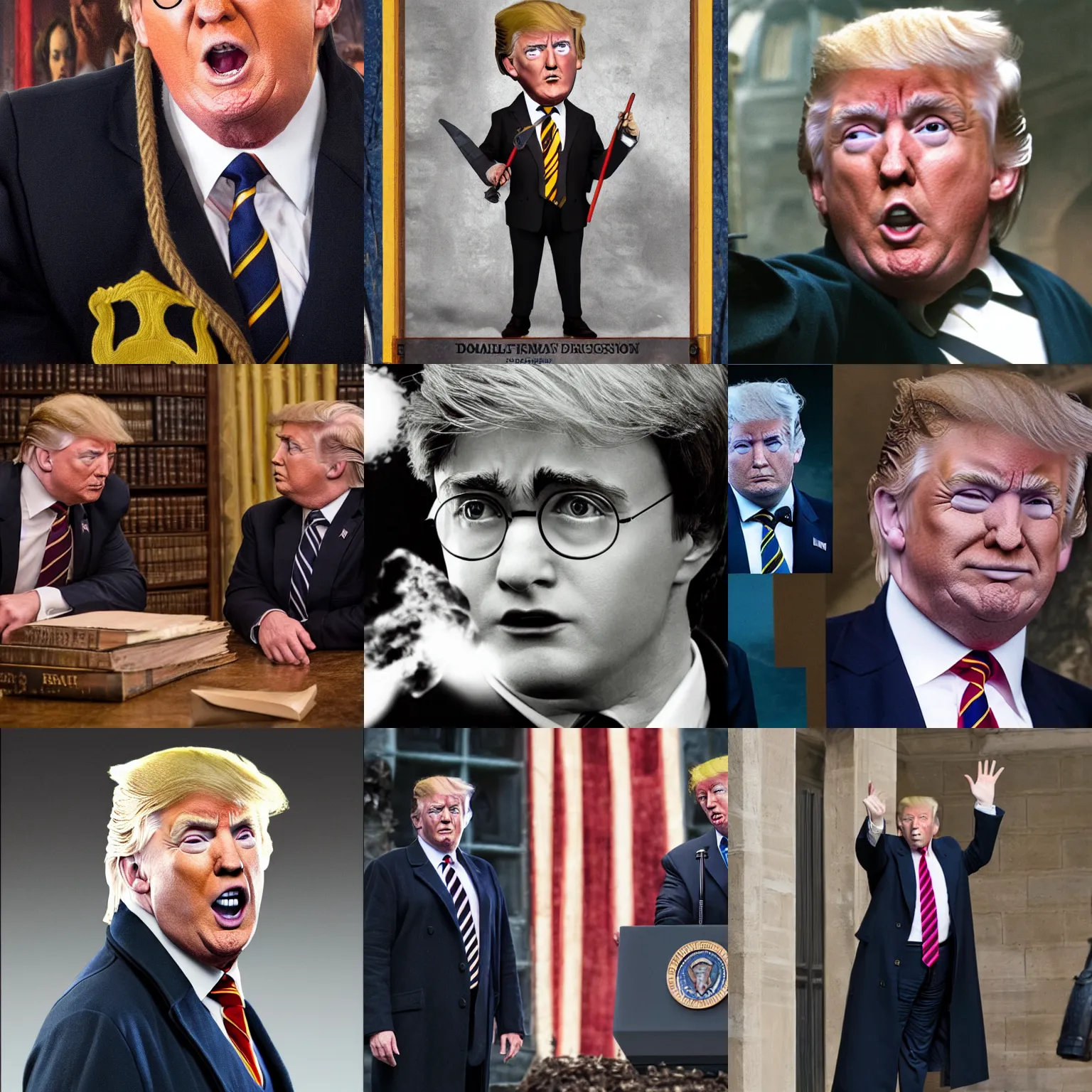 Prompt: Harry Potter played by Donald Trump, 8K