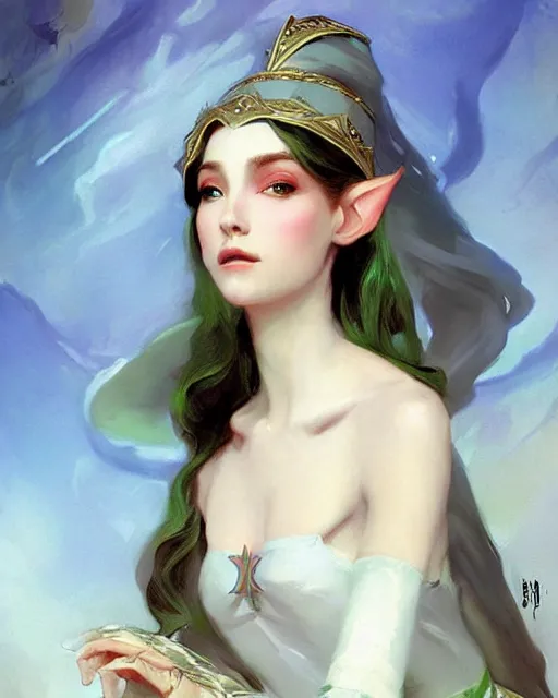 Prompt: a beautiful elf princess by John Singer Sargent and Ross Tran and Michael Whelan