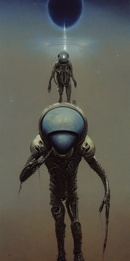 Prompt: alien astronaut, by beksinski, dynamic composition, dramatic lighting, hyperrealistic, ultra detailed, nitro colors