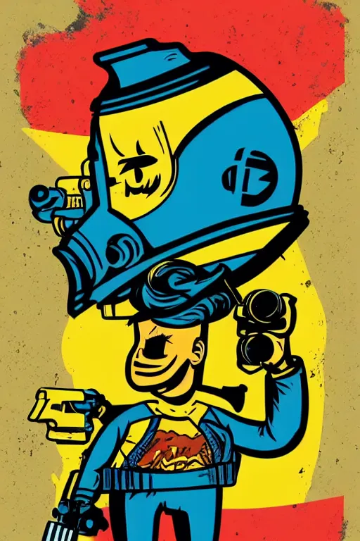 Image similar to fallout 7 6 retro futurist illustration art by butcher billy, sticker, colorful, illustration, highly detailed, simple, smooth and clean vector curves, no jagged lines, vector art, smooth andy warhol style