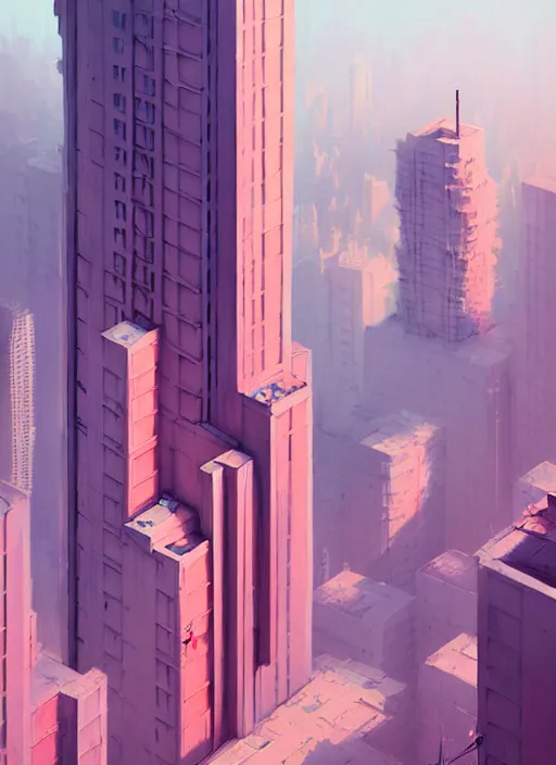 Prompt: highly detailed matte painting, of a 3 d calligraphy graffiti tag city highrise buildings, by atey ghailan, by greg rutkowski, by greg tocchini, by james gilleard, by joe fenton, by kaethe butcher, pink, brown, light blue and white mystical color scheme, grunge aesthetic, octane render