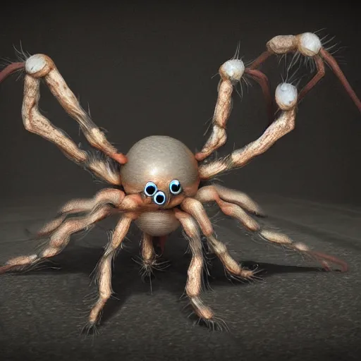 Prompt: tiny embryonic spider horse creature with 8 legs and one large eye for a head, trending on artstation, scary, subsurface scattering, horse, spider