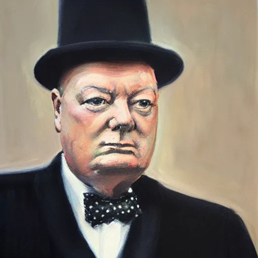 Prompt: Oil Painting of Winston Churchill, Portrait, 4K