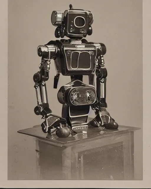 Image similar to portraits of antropomorphic robots by Louis Daguerre