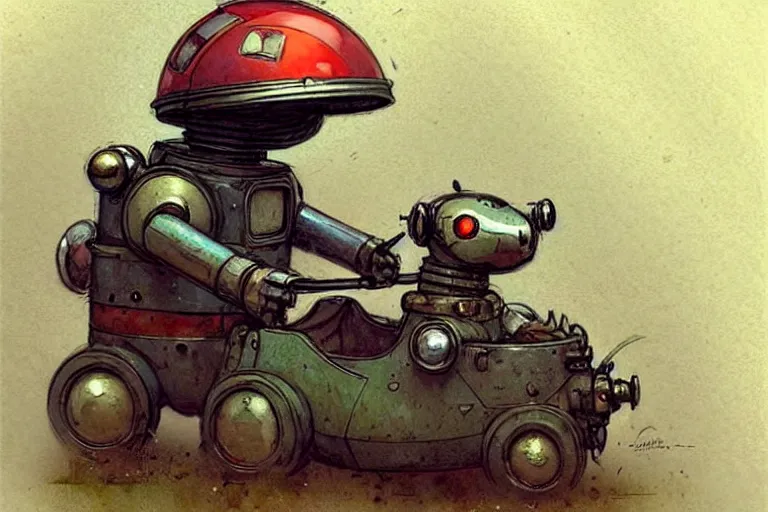 Image similar to adventurer ( ( ( ( ( 1 9 5 0 s retro future robot android fat mouse wagon. muted colors. ) ) ) ) ) by jean baptiste monge!!!!!!!!!!!!!!!!!!!!!!!!! chrome red