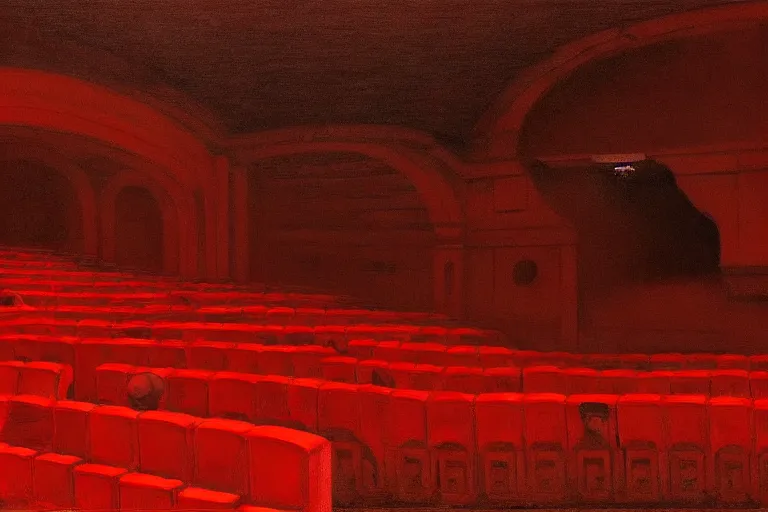 Prompt: only with red, crowd screaming, an exposed picture in a roman theater, in the style of beksinski, parts by edward hopper, parts by rodcenko, parts by yue minjun, intricate and epic composition, red by caravaggio, insanely quality, highly detailed, masterpiece, red light, artstation, 4 k