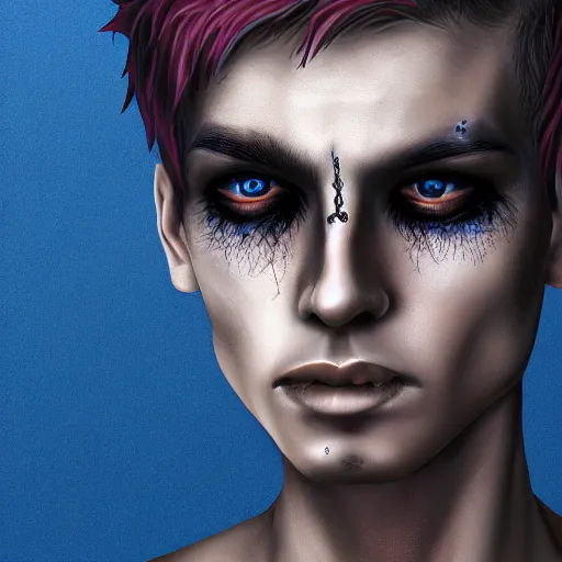 Image similar to beautiful androgynous boy turning into a demon, intricate, hd, high detailed, 4 k,