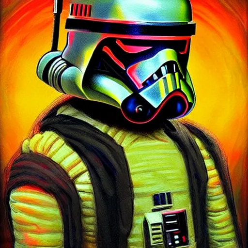 Image similar to star wars characters painted in a post - impressionist style