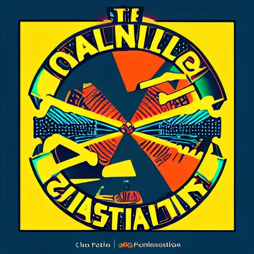 Image similar to charlie and the oscillator logo pop art style