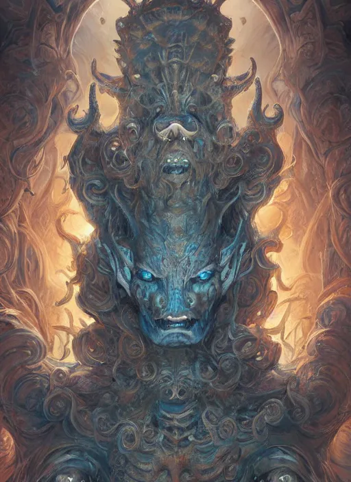 Image similar to digital _ painting _ of _ lovecraftian gods _ by _ filipe _ pagliuso _ and _ justin _ gerard _ symmetric _ fantasy _ highly _ detailed _ realistic _ intricate _ port