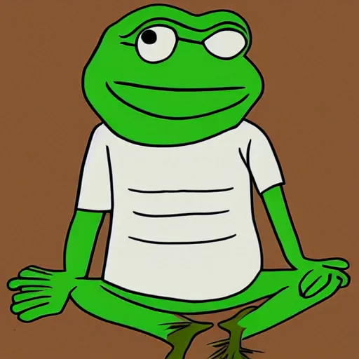 Prompt: Pepe the frog sweating by Matt Furie