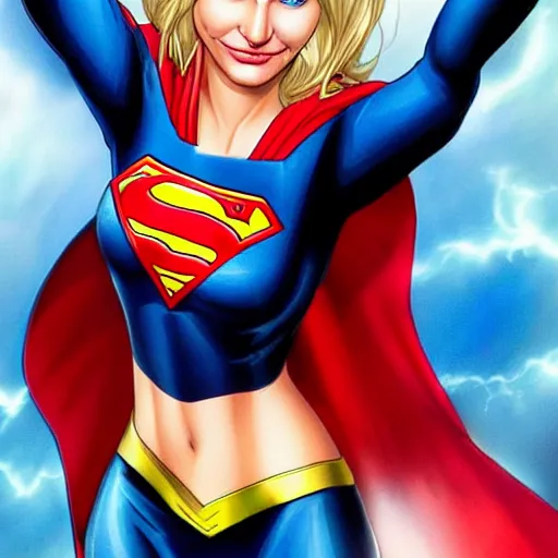 Prompt: cameron diaz as supergirl by artgerm