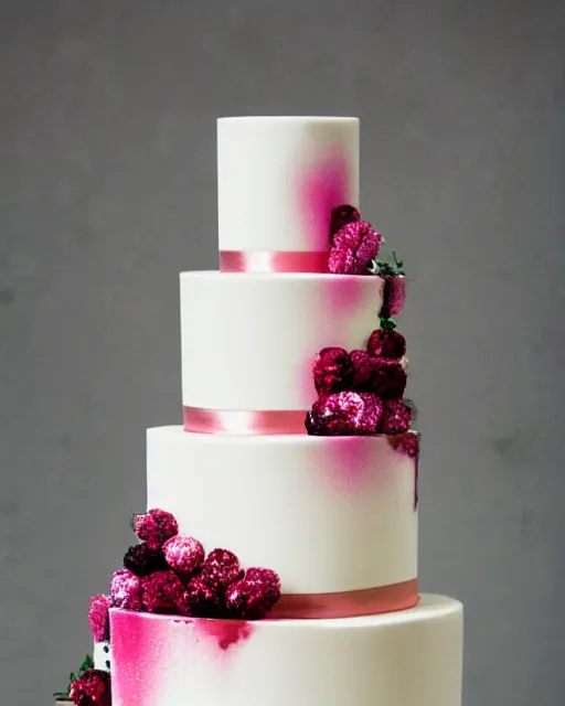 Image similar to elegant quartz raspberry wedding cake dripping fondant, stylized, sparkling, glitter, gilding, ornate, sylvain sarrailh, joongwon jeong