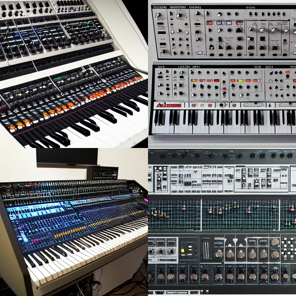 Prompt: modular synthesizer studio alien, by richard devine