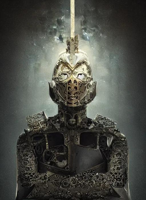 Image similar to portrait of king arthur knight cyborg, kintsugi, x - ray, modern fine art, fractal, intricate, elegant, highly detailed, digital photography, subsurface scattering, by jheronimus bosch and frank miller and greg rutkowski,