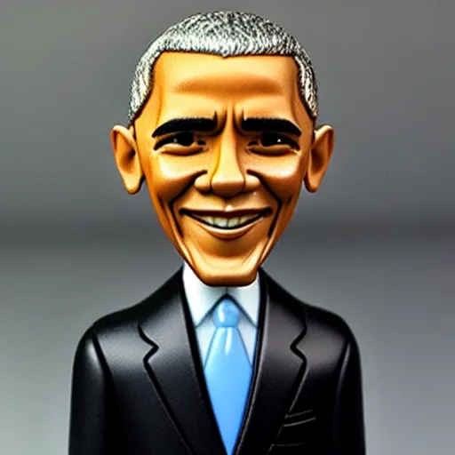 Prompt: barack obama plastic figurine bobblehead toy