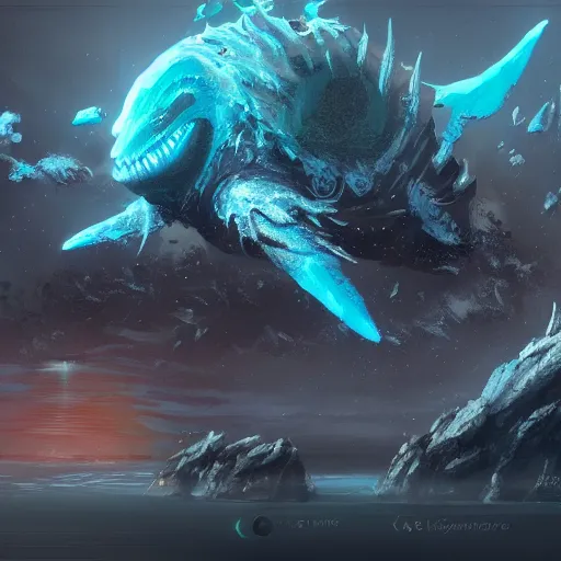 Prompt: exoplanet leviathan concept art trending on artstation,