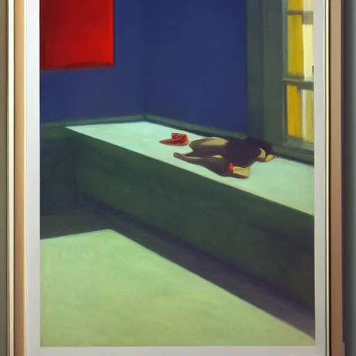 Image similar to A ghost in a living room flooded by water by Edward hopper