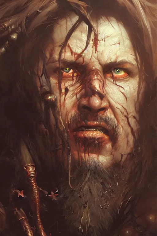 Prompt: rune lich, extreme close up, extremely detailed, horrific face, portrait dnd, painting by gaston bussiere, craig mullins, greg rutkowski, yoji shinkawa