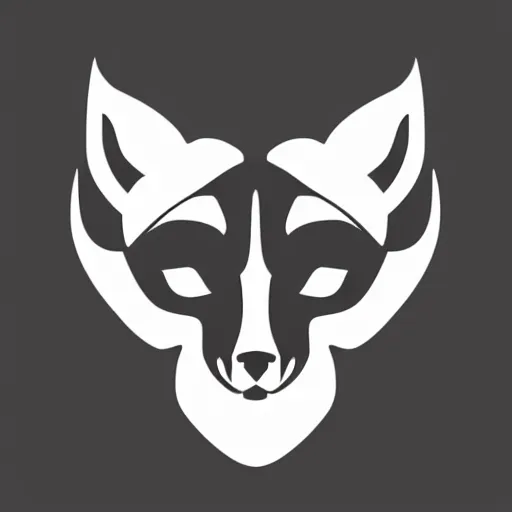 Image similar to modern minimalistic stylised logo of a lynx head, symmetrical, white with black background, elite dangerous, vector image