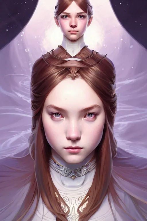 Prompt: symmetry!!!! intensely intricate fanart of full frontal pose of a young teen ice princess, protagonist, intricate, elegant, highly detailed, my rendition, digital painting, artstation, concept art, smooth, sharp focus, illustration, art by artgerm and greg rutkowski and alphonse mucha