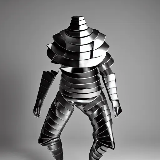 Image similar to Battle armor designed by Frank Gehry, fashion photography