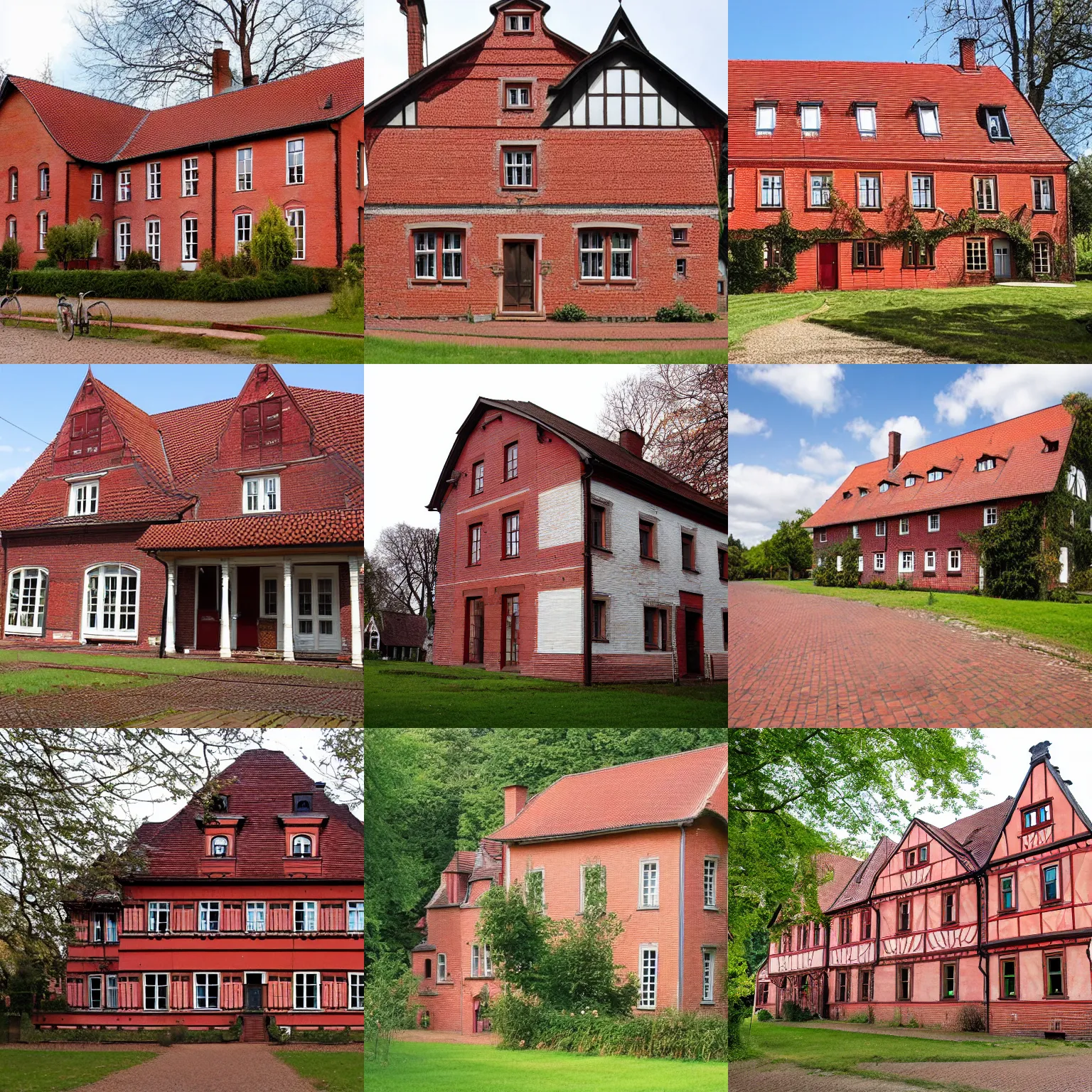 Image similar to 1 8 8 0 s big german farmhouse, red bricks, hannover, lower saxony