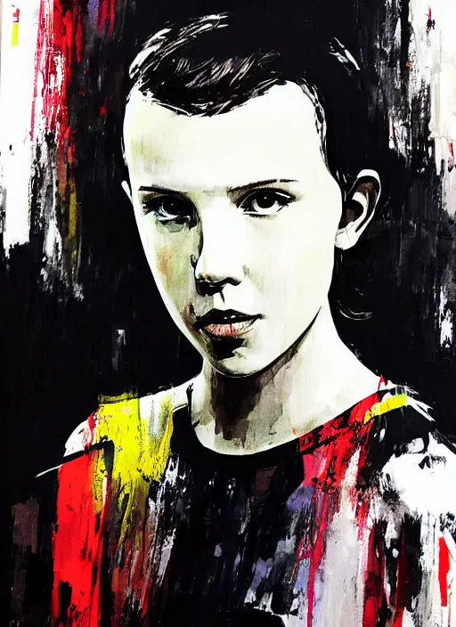 Prompt: Portrait of Millie Bobby Brown by Yoji Shinkawa