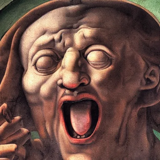 Image similar to screaming man, high detail painting by michelangelo