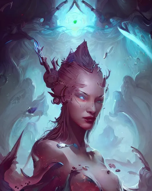 Prompt: a beautiful supernatural cybernetic emanation, splash art by pete mohrbacher and artgerm and wlop, digital art, highly detailed, intricate, fantasy, mystical, sharp focus, Trending on Artstation HQ, deviantart, unreal engine 5, 4K UHD image