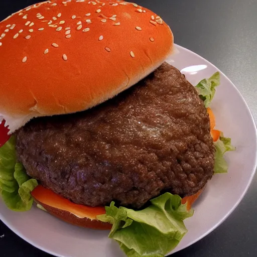 Prompt: a hamburger shaped like a bear.