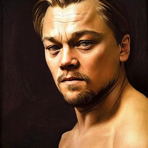 Prompt: Leonardo Di Caprio fused with Morgan Freeman. Painted by Caravaggio, high detail