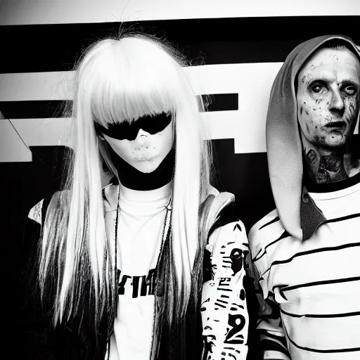 Image similar to blank & white characters, cute, zeff, die antwoord