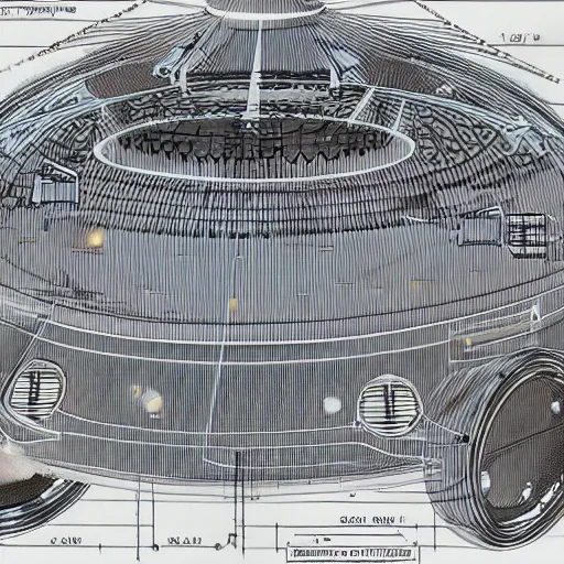 Prompt: detailed schematic of a UFO propulsion system, high detail