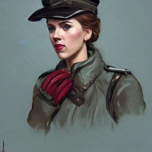 Image similar to portrait of scarlett johansson as a russian bolshevik nadezhda konstantinovna krupskaya in team fortress 2 style, epic, tragic, military art, fantasy, hd shot, digital portrait, beautiful, artstation, comic style, by artgerm, guy denning, jakub rozalski, magali villeneuve and charlie bowater