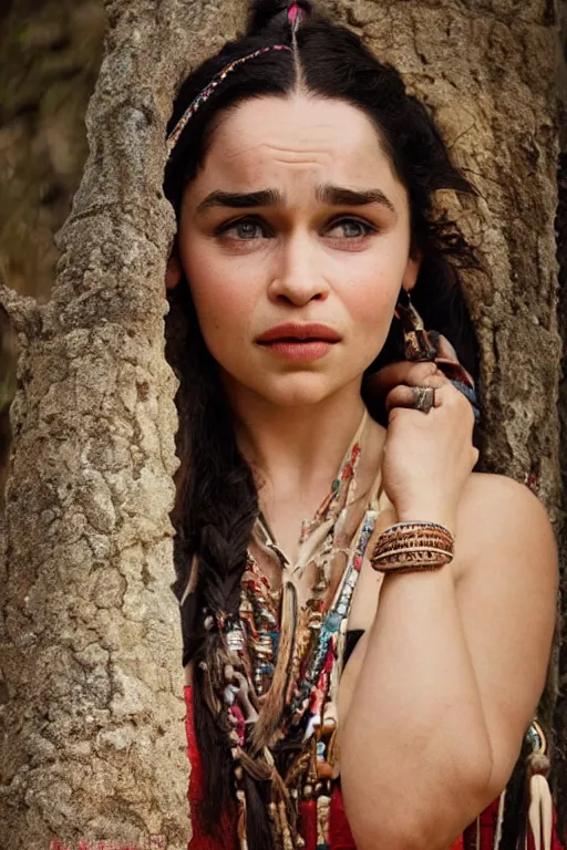 Image similar to Photo of Native Indian woman Emilia Clarke, portrait, skilled exotic Indian dancer, ancient, realistic, detailed, Emilia Clarke