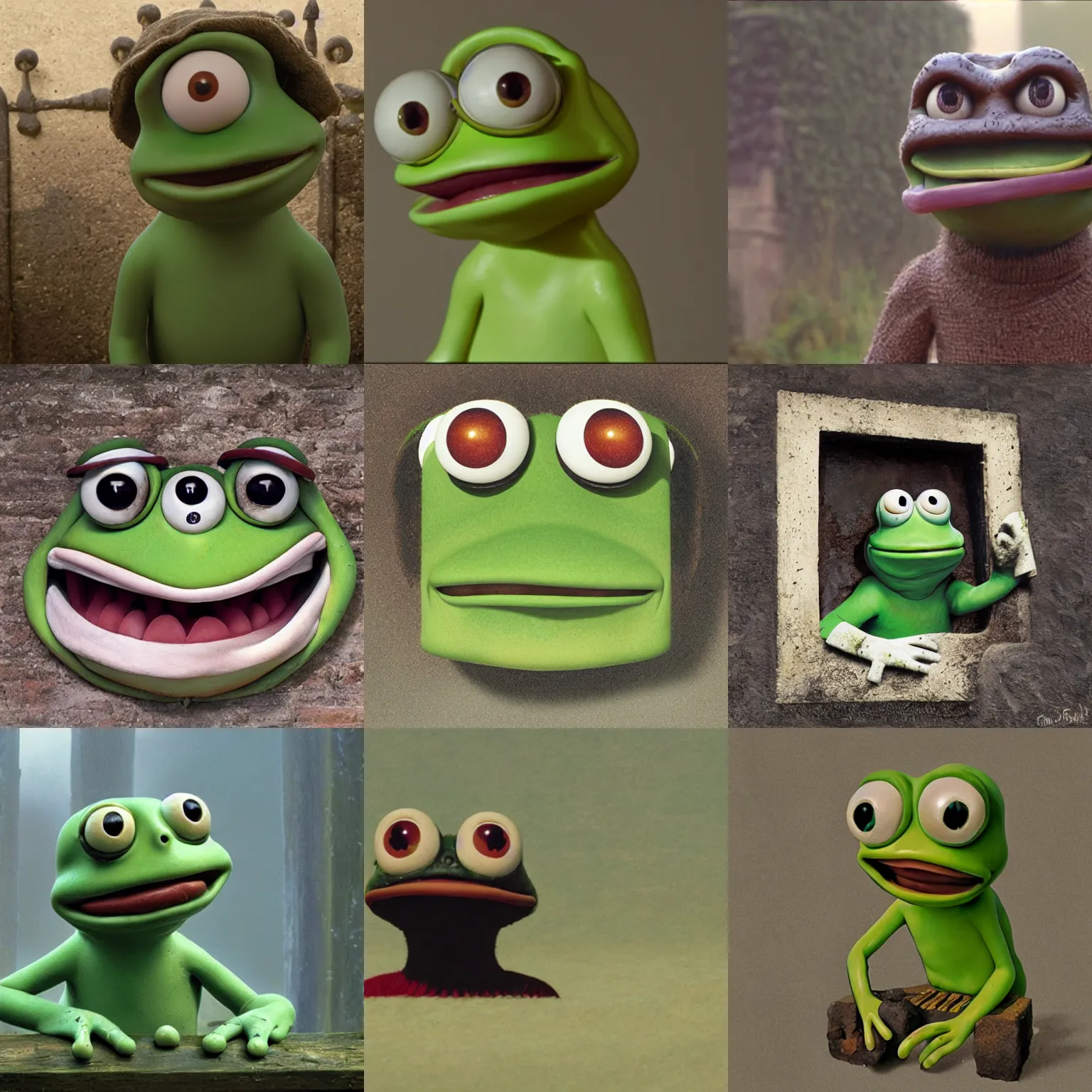 Prompt: still of pepe the frog from the wallace and gromit movie, lee madgwick, greg rutkowski