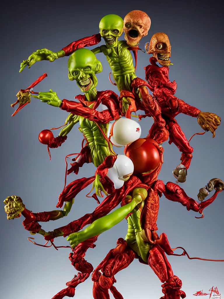 Prompt: hyperrealistic rendering, mars attacks martian by art of skinner and richard corben and jeff easley, product photography, action figure, sofubi, studio lighting, colored gels, rimlight, backlight