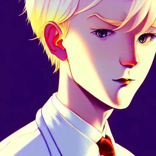 Prompt: a beautiful slim shy blonde waiter ignores you, art by ilya kuvshinov and lois van baarle and ross tran and range murata and artgerm and andy warhol, norman rockwell, digital art, highly detailed, profile picture, intricate, sharp focus, mystical trending on artstation hq, deviantart, pinterest, unreal engine 5, 4 k uhd image