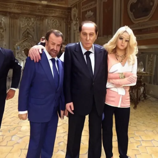 Prompt: Silvio Berlusconi, Salvini and Giorgia Meloni in Jojo bizarre adventures