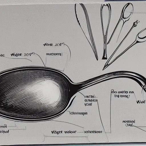 Image similar to highly detailed technical diagram of a spoon