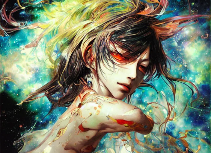 Image similar to art by yoshitaka amano, and erik jones, inspired by galaxy, smooth texture, intricate oil painting, high detail illustration, sharp high detail, manga and anime 1 9 9 9