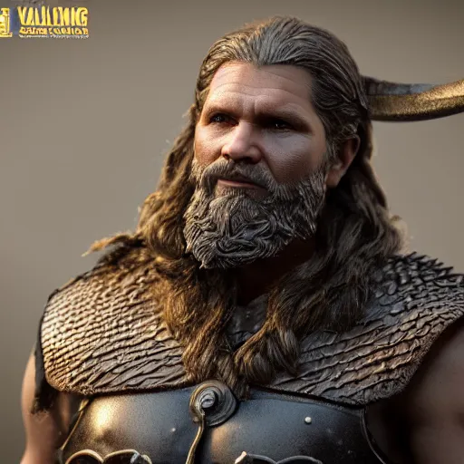 Image similar to of a 3d clay model of a viking from valhalla, ultra fine detail, hair strands, ultra high resolution, fine texture detail, miniature painting techniques, perfect proportions, marvel cinematic universe, eric bana