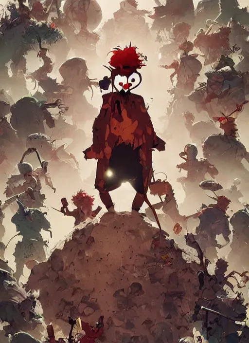 Image similar to poster for a film animation called ( the last clown ), 8 k, hd, dustin nguyen, akihiko yoshida, greg tocchini, greg rutkowski, cliff chiang