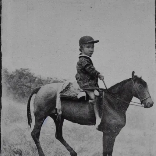 Image similar to boy riding a horse