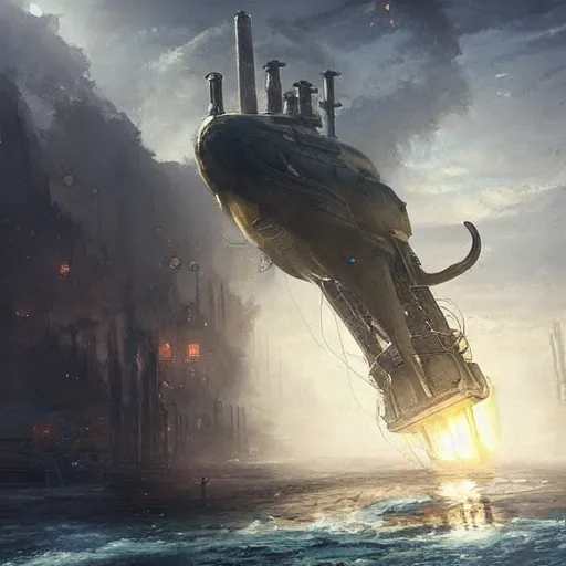 A massive steampunk submarine, Magic the Gathering